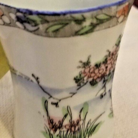 Small Demitasse  Ceramic  Tea Cup with Landscape and Bird - Picture 4 of 6